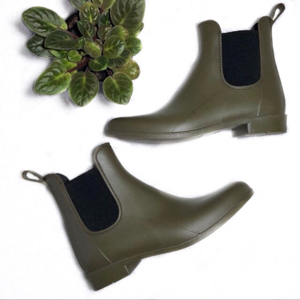J. Crew Olive/Green Chelsea Rain Booties